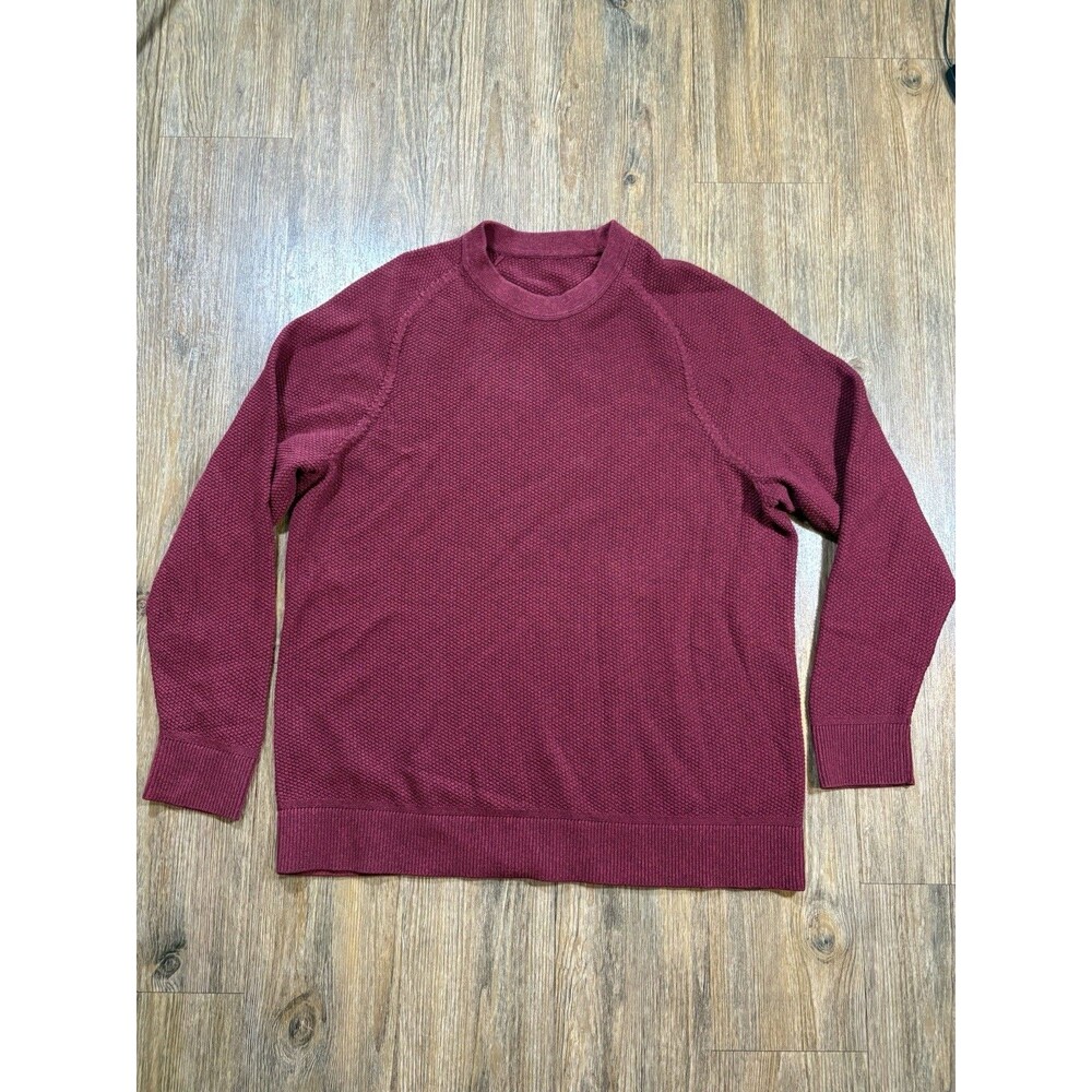 Lululemon Crewneck Sweater Mens XL Red Textured Knit Classic Fit Long Sleeve